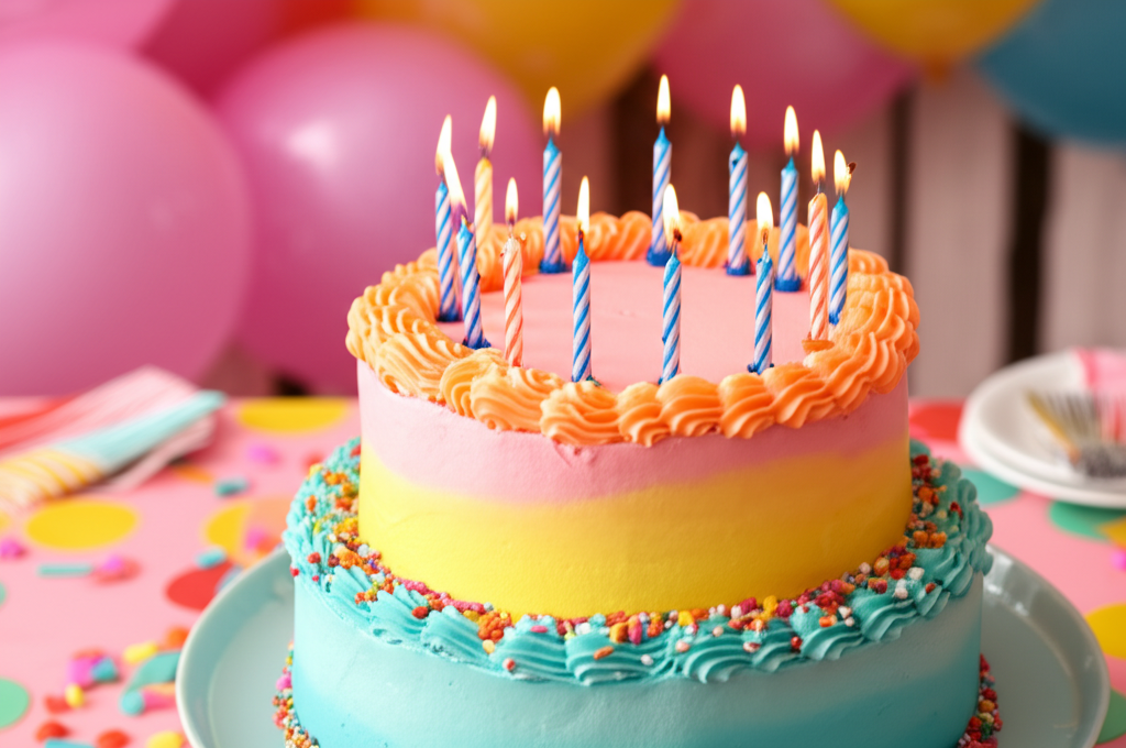Bolo de aniversário colorido